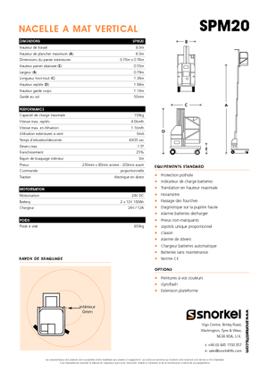 Gumikerekes vertikális emelésű munkaállványok Snorkel SPM20
