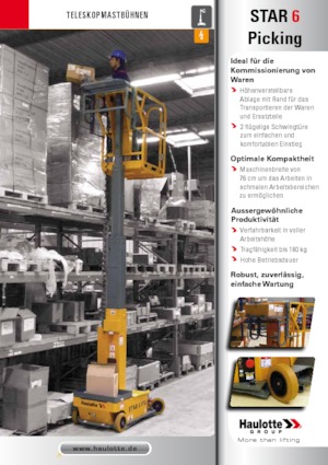 Gumikerekes vertikális emelésű munkaállványok Haulotte Star 6 Picking