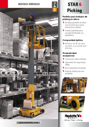 Gumikerekes vertikális emelésű munkaállványok Haulotte Star 6 Picking