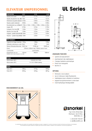 Gumikerekes vertikális emelésű munkaállványok Snorkel UL32AC