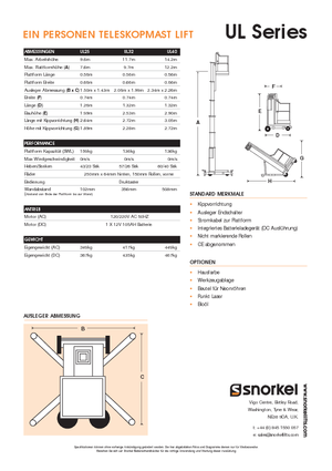 Gumikerekes vertikális emelésű munkaállványok Snorkel UL32AC