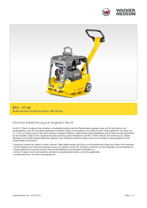 Kétirányú vibrolapok Wacker Neuson BPU3750A