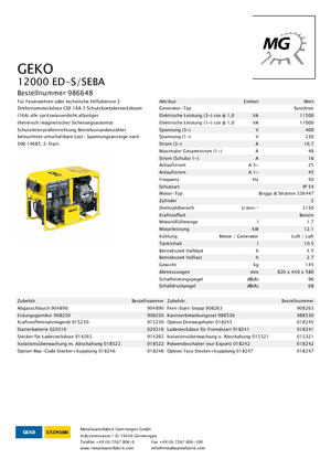 Benzines generátorok Geko ® 12000 ED-S/SEBA