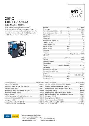 Benzines generátorok Geko ® 13001 ED-S/SEBA
