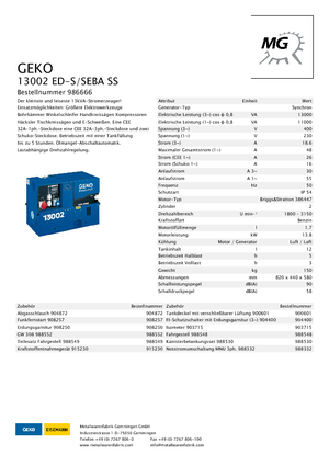 Benzines generátorok Geko ® 13002 ED-S/SEBA