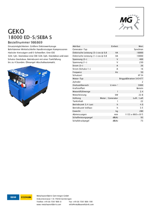 Benzines generátorok Geko ® 18000 ED-S/SEBA