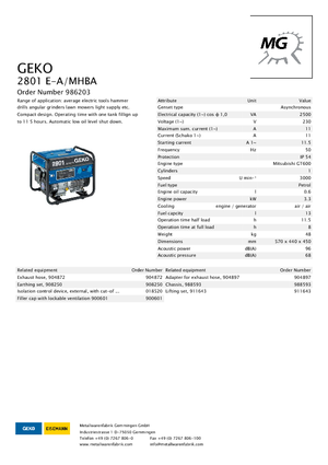 Benzines generátorok Geko ® 2801 E-A/MHBA