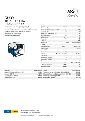 Benzines generátorok Geko ® 3002 E-A/HHBA*