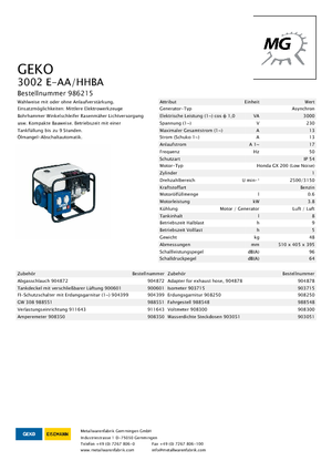 Benzines generátorok Geko ® 3002 E-AA/HHBA*
