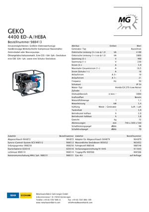 Benzines generátorok Geko ® 4400 ED-A/HEBA
