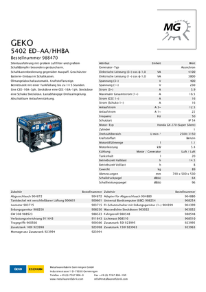 Benzines generátorok Geko ® 5402 ED-AA/HHBA*