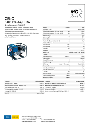 Benzines generátorok Geko ® 6400 ED-AA/HHBA