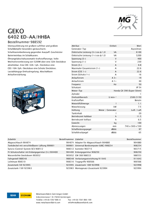 Benzines generátorok Geko ® 6402 ED-AA/HHBA*