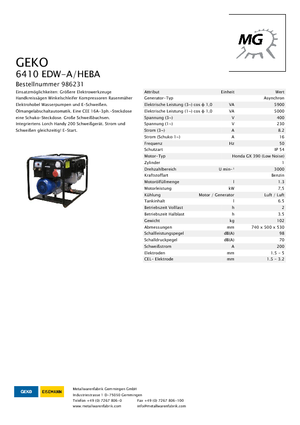 Benzines generátorok Geko ® 6410 EDW-A/HEBA