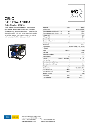 Benzines generátorok Geko ® 6410 EDW-A/HHBA