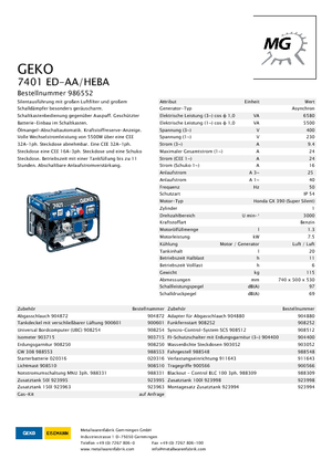 Benzines generátorok Geko ® 7401 ED-AA/HEBA