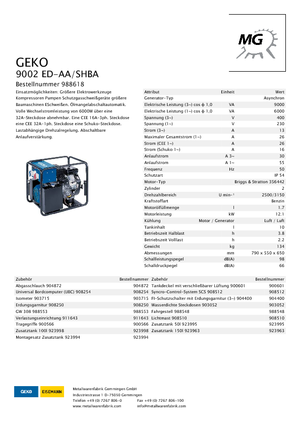 Benzines generátorok Geko ® 9002 ED-AA/SHBA*