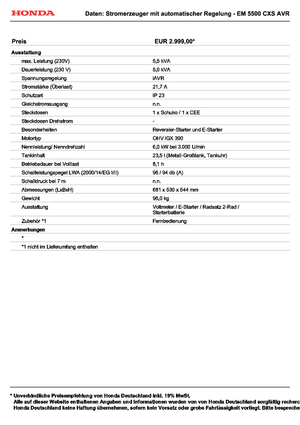 Benzines generátorok Honda EM 5500 CXS