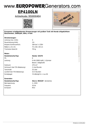 Benzines generátorok Europower EP4100LN (S)