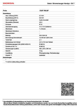 Benzines generátorok Honda Handy EX 7