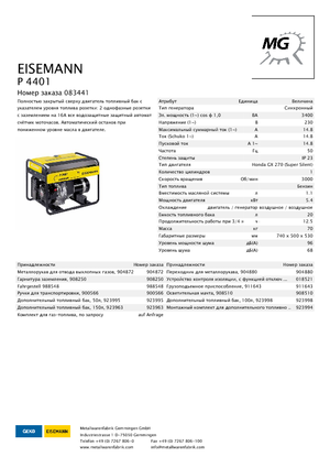Benzines generátorok Eisemann P 4401