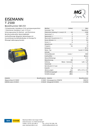 Benzines generátorok Eisemann T 2500