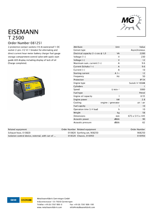 Benzines generátorok Eisemann T 2500