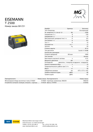 Benzines generátorok Eisemann T 2500