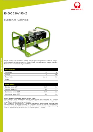 Benzines generátorok PRAMAC Lifter E 4000