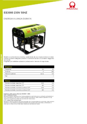 Benzines generátorok PRAMAC Lifter ES 3000