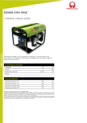 Benzines generátorok PRAMAC Lifter ES 5000