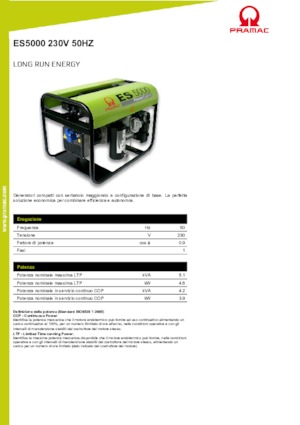 Benzines generátorok PRAMAC Lifter ES 5000