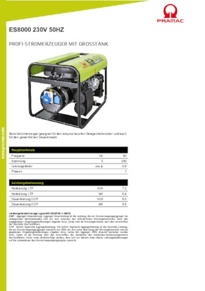 Benzines generátorok PRAMAC Lifter ES 8000