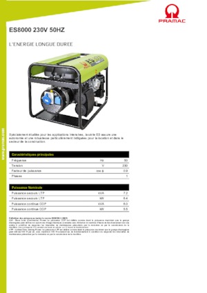 Benzines generátorok PRAMAC Lifter ES 8000