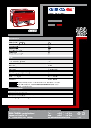 Benzines generátorok Endress ESE 206 HS-GT