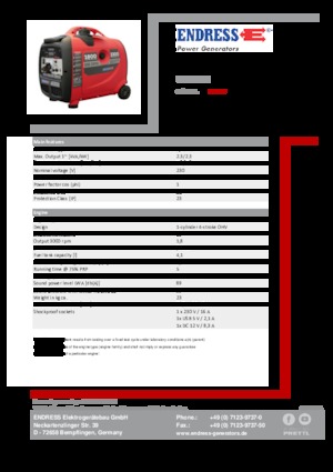 Benzines generátorok Endress ESE 2300i 