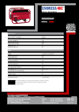 Benzines generátorok Endress ESE 306 HS GT