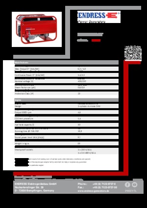 Benzines generátorok Endress ESE 506 DHS-GT