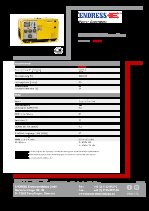 Benzines generátorok Endress ESE 907 DBG DIN Super Silent