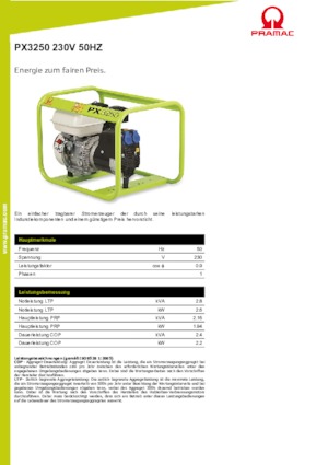 Benzines generátorok PRAMAC Lifter PX 3250