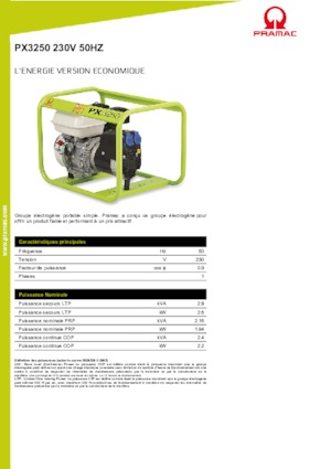 Benzines generátorok PRAMAC Lifter PX 3250