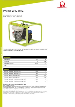 Benzines generátorok PRAMAC Lifter PX 3250