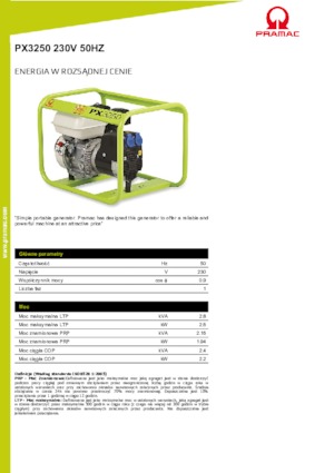 Benzines generátorok PRAMAC Lifter PX 3250