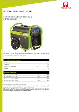 Benzines generátorok PRAMAC Lifter PX 5000