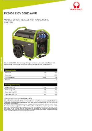 Benzines generátorok PRAMAC Lifter PX 8000