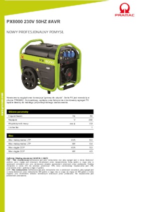 Benzines generátorok PRAMAC Lifter PX 8000