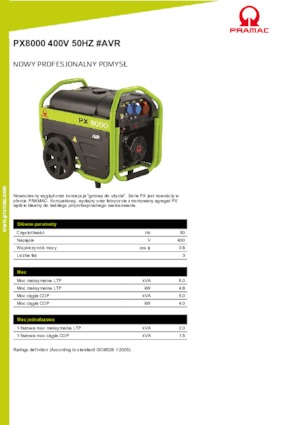Benzines generátorok PRAMAC Lifter PX 8000 T