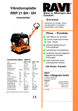 Kétirányú vibrolapok Ravi RRP 21 BH