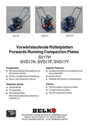 Egyirányú vibrolapok Delko SV 17 H