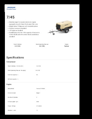 Mobilkompresszorok - dízel, elektromos, benzines Doosan 7/45 